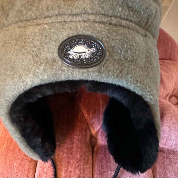 Turtle Fur VINTAGE Warm Vermont Trapper Hat Winter Hunting Ski Fleece Fur Lined - Picture 5 of 6